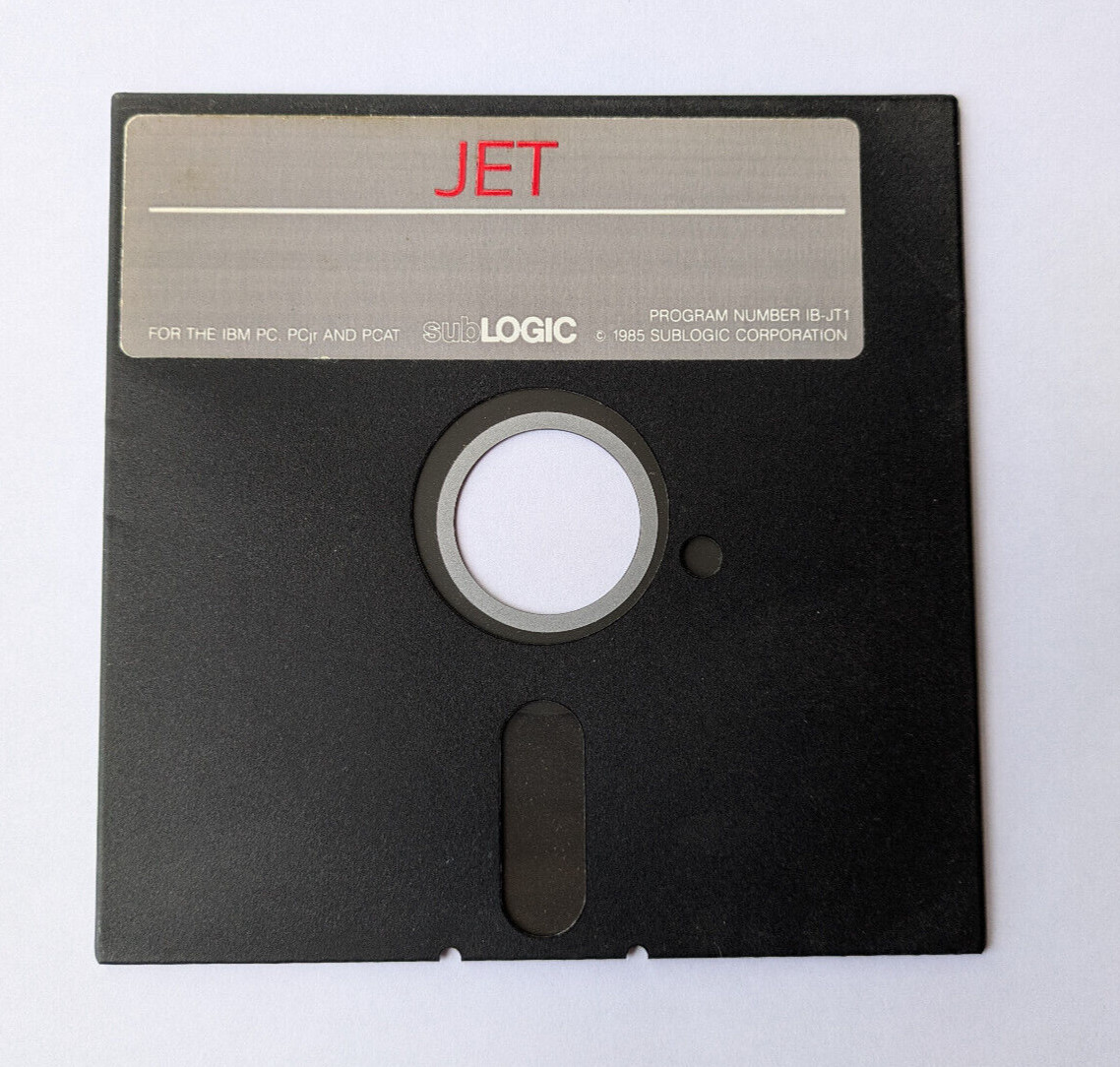 "Jet" by SubLogic - 1985 Videogame for IBM MS-DOS - Original Floppy Disk