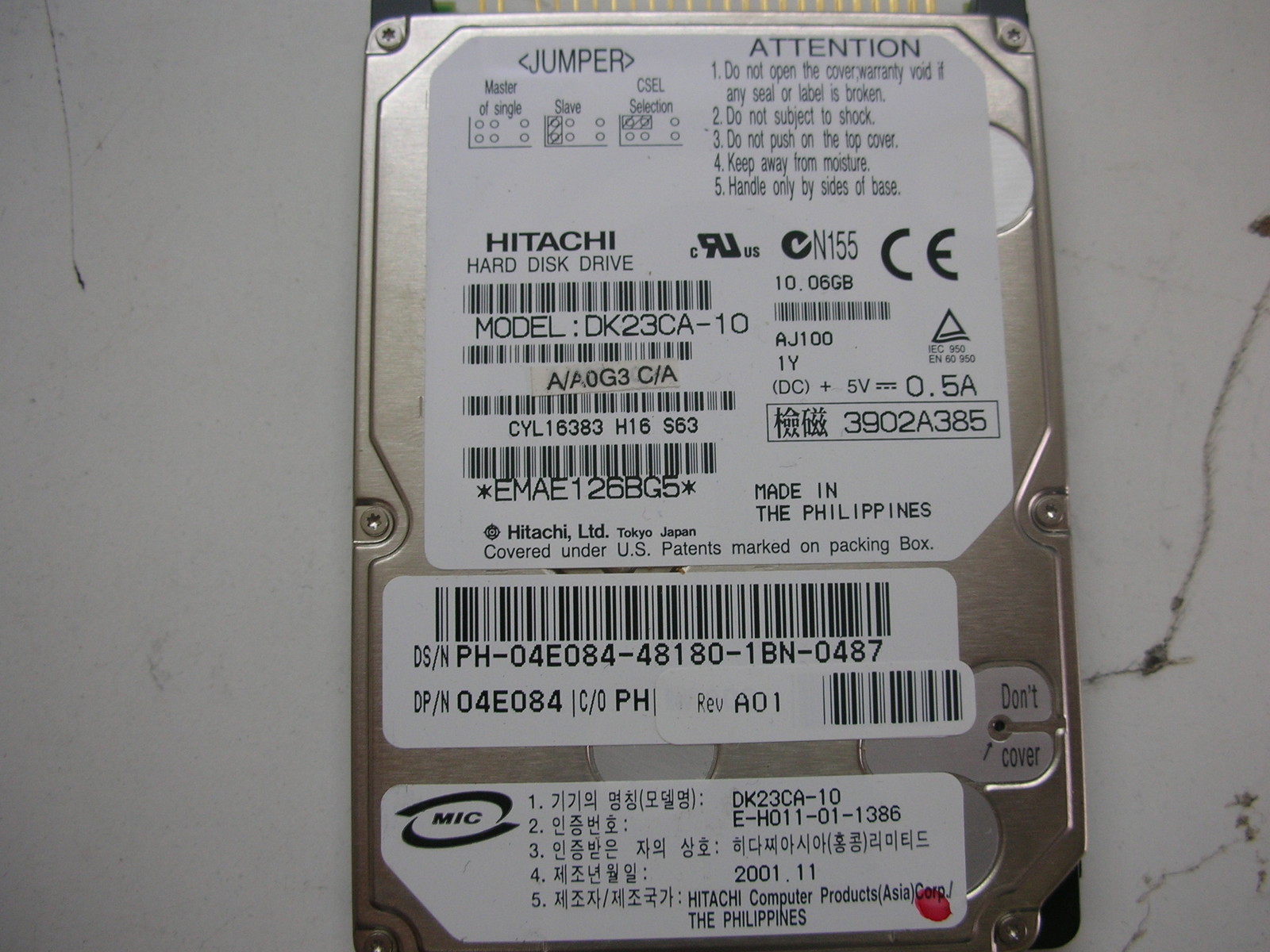 Hitachi 10gb DK23CA-10 SH273 2.5" Ide