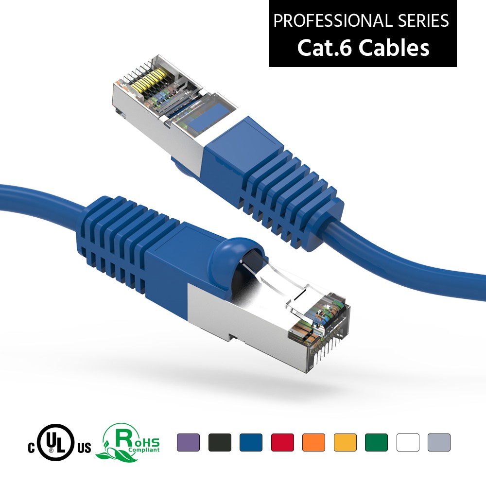 10 Pack of 50Ft CAT6 Shielded (SSTP) Ethernet Network Booted Cable 25-200 Feet B