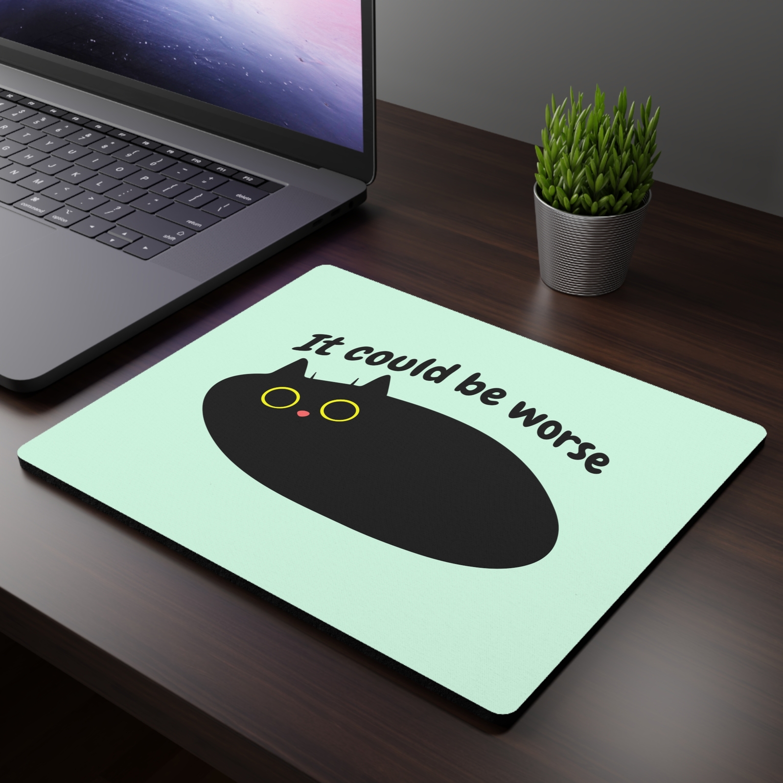 Funny Black cat Mouse Pad, Cute mouse pad, cat lover gift sarcastic cat desk mat