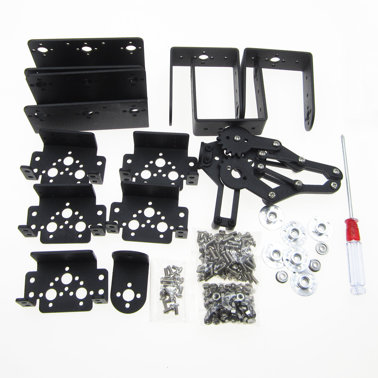 HOT 6 DOF 47cm Aluminium Mechanical Robotic Arm Clamp Claw Mount Robot Kit Black