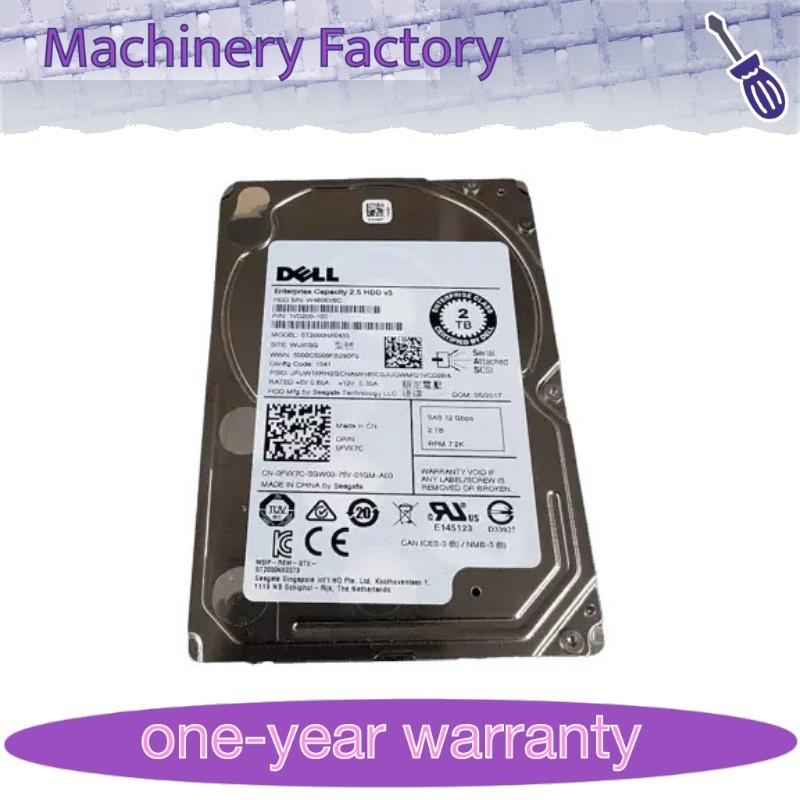 1PCS New FVX7C 0FVX7C Dell ENTERPRISE 2TB 7.2K RPM 12Gb/s 2.5" SAS HDD Hard Dri
