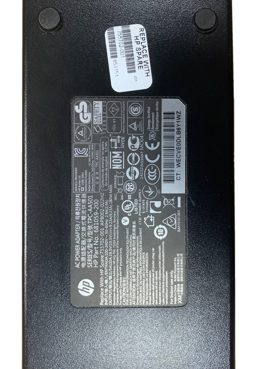HP Origina19.5V 9.23A 180W TPC-AA501 681059-200 755702-001 AC Adapter NEW  