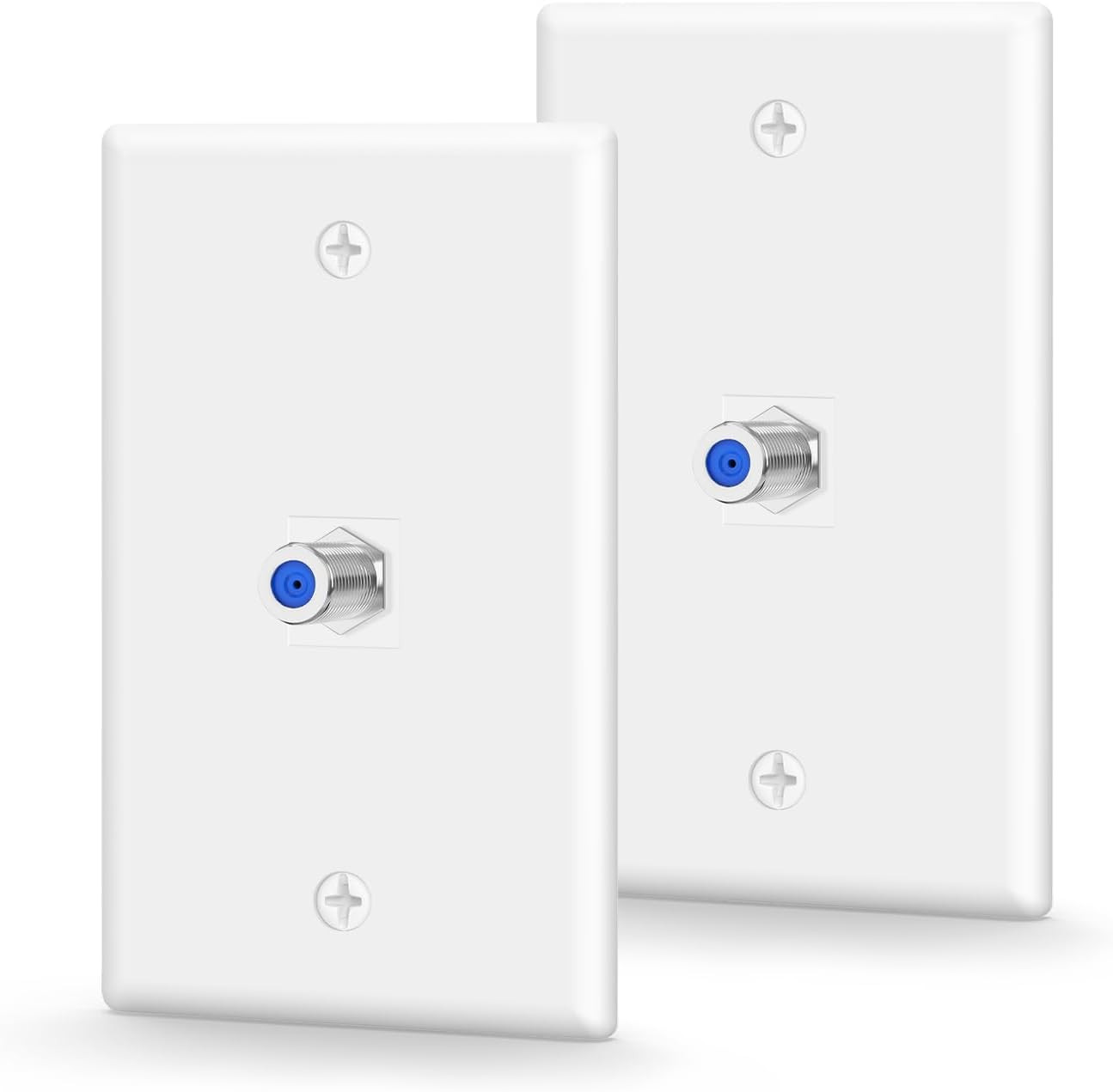Coax Wall Plate UL Listed, 3GHz Coaxial Cable Outlet, White 2-Pack