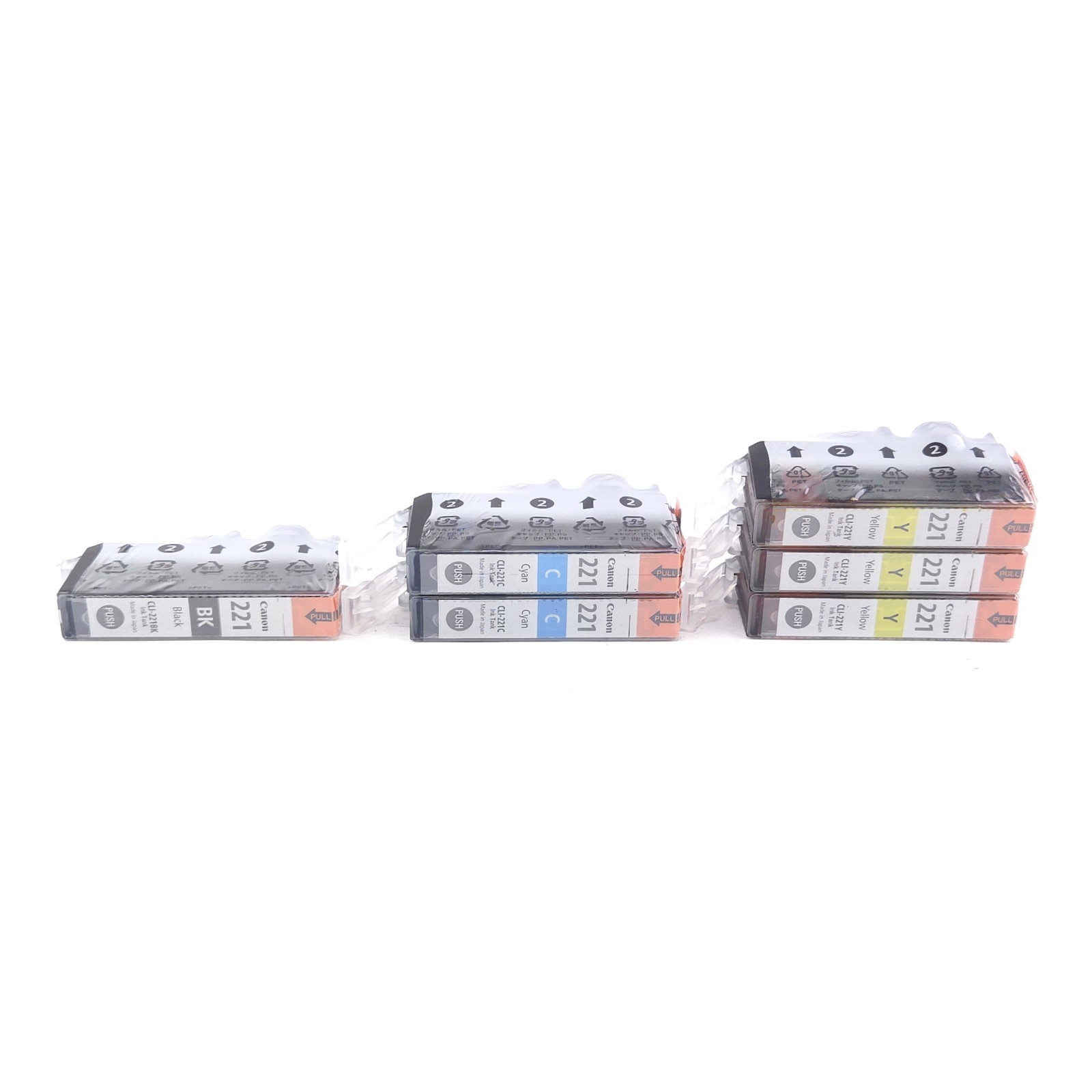 Canon CLI-221BK Black CLI-221C Cyan CLI-221Y Yellow Ink Tanks Cartridges OEM Lot
