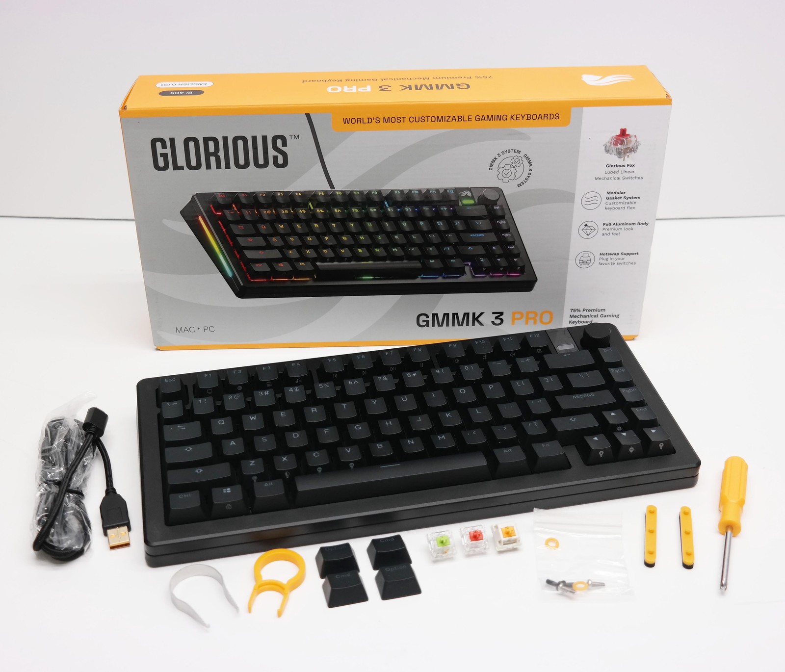 Glorious GMMK 3 PRO 75% Premium Mechanical Gaming Keyboard Black