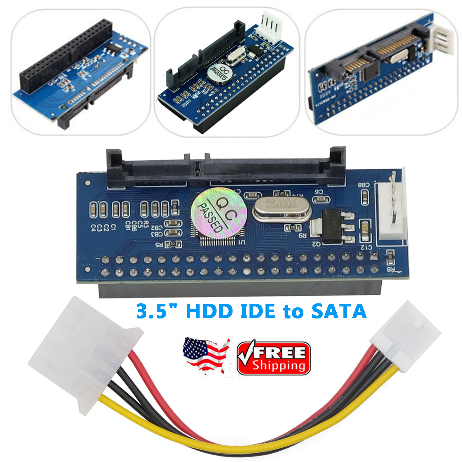 3.5" 40-Pin 40pin IDE To 7+15Pin 22-Pin Male SATA adapter PATA-SATA For HDD,CD