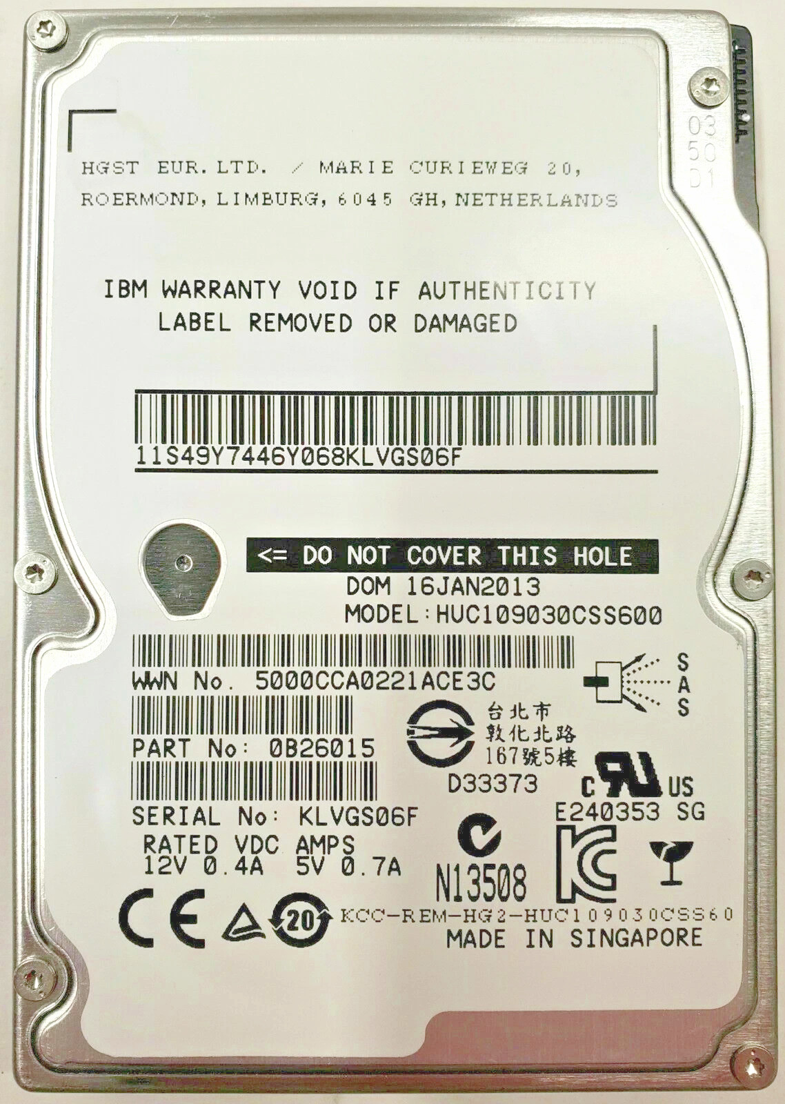 HITACHI 300GB SAS 2.5 DP 10k 10000rpm 2.5" SFF Enterprise Server HDD 0B26015