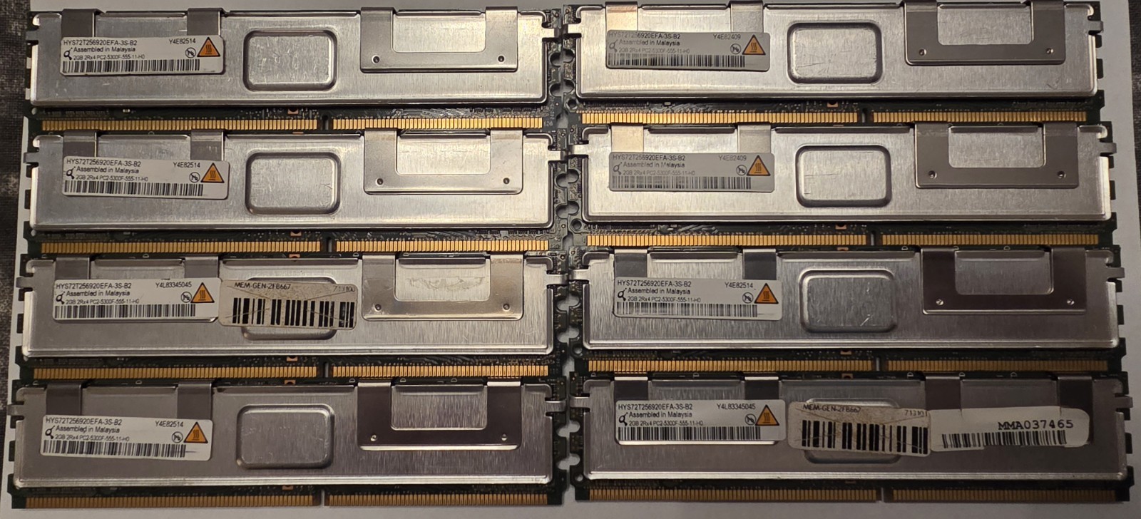 16GB 8x2GB Qimonda PC2-5300F DDR2-667 ECC FB-DIMM Server RAM HYS72T256920EFA