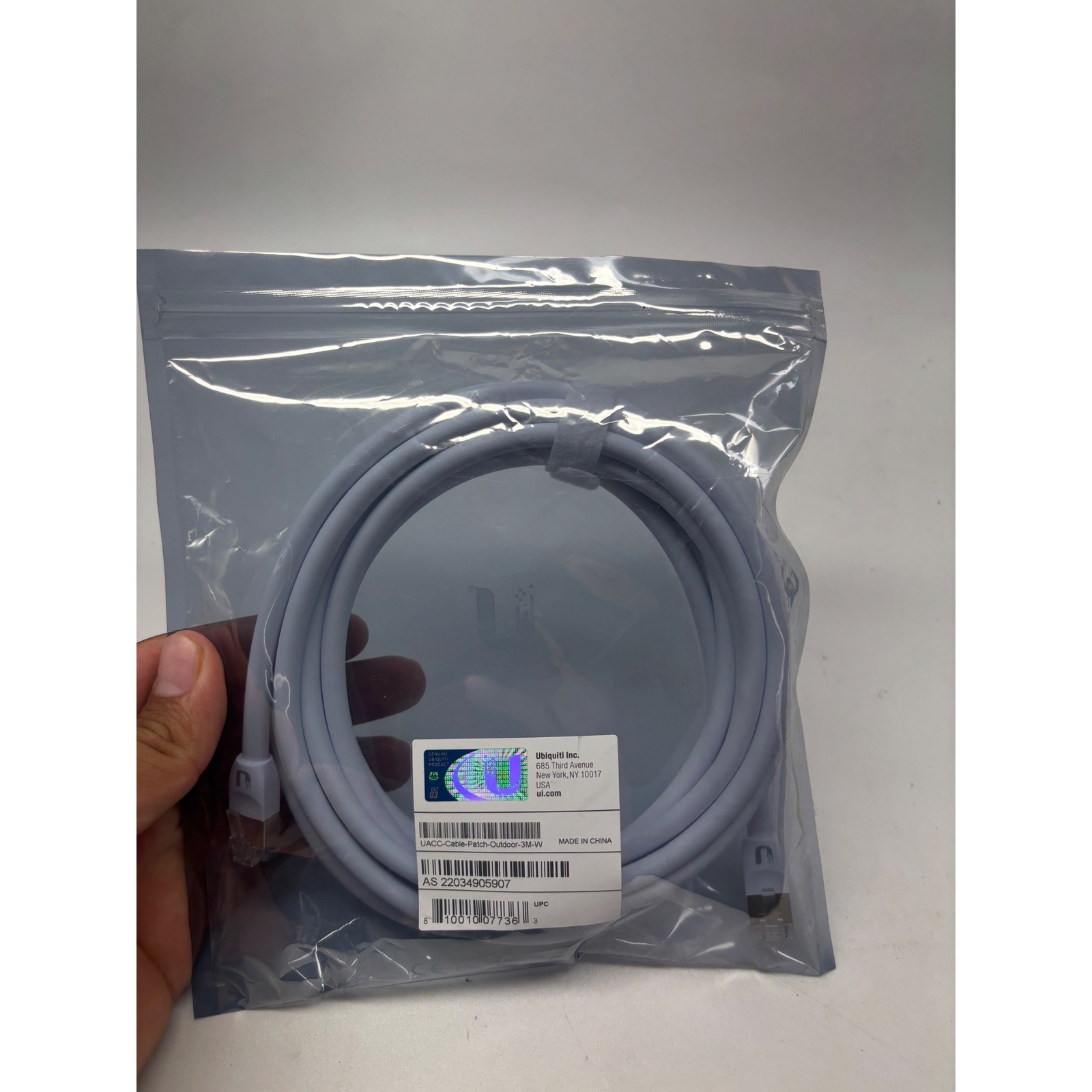 Ubiquiti UniFi Outdoor Patch Cable 3M White UACC-Cable-Patch-Outdoor-3M-W Cat5e