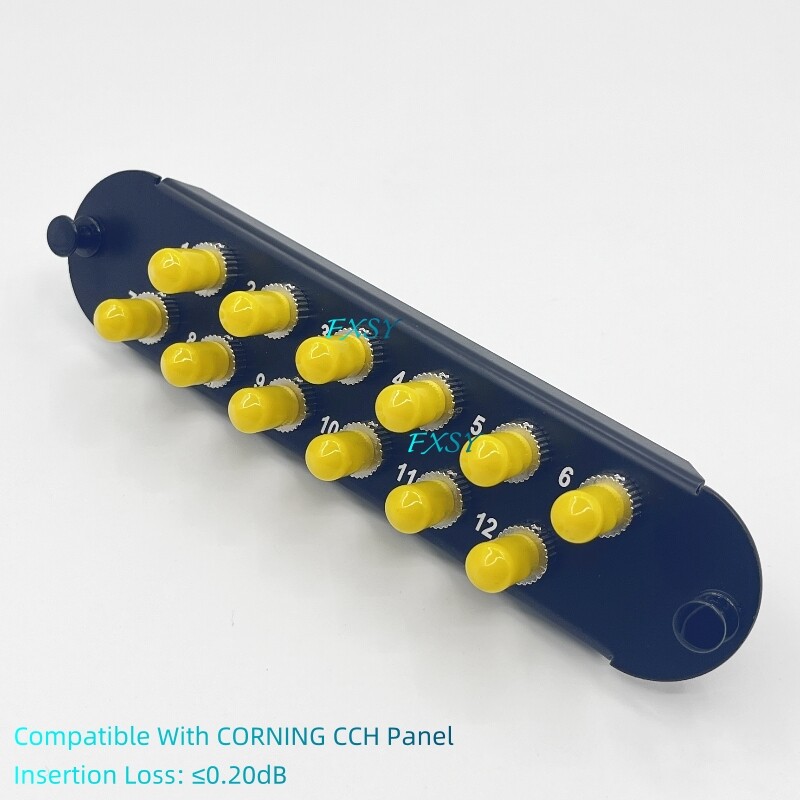 Fiber Optical Panel 12 ST SM Adapter Compatible CORNING CCH-01U CCH-CP12-19T