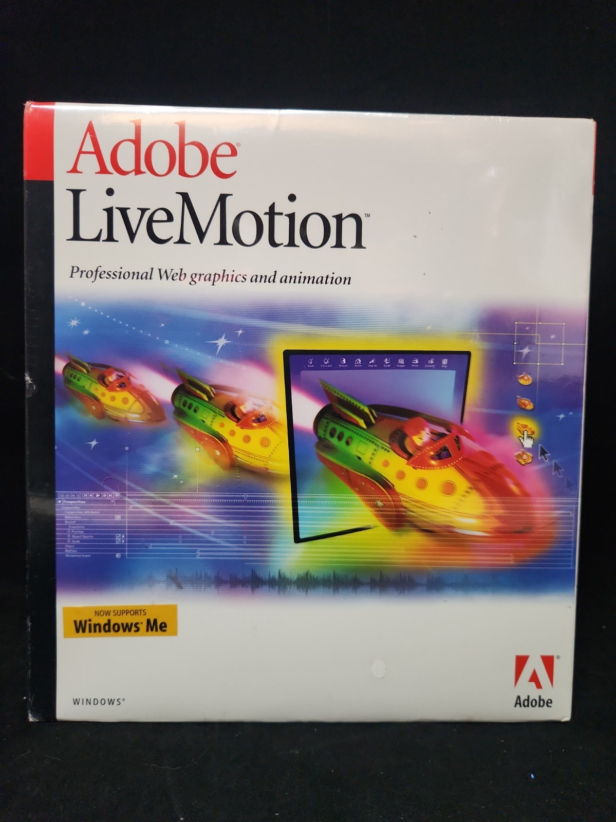 SEALED Adobe Live Motion PC Box 1999 Windows ME/NT/98 Retro Web Design
