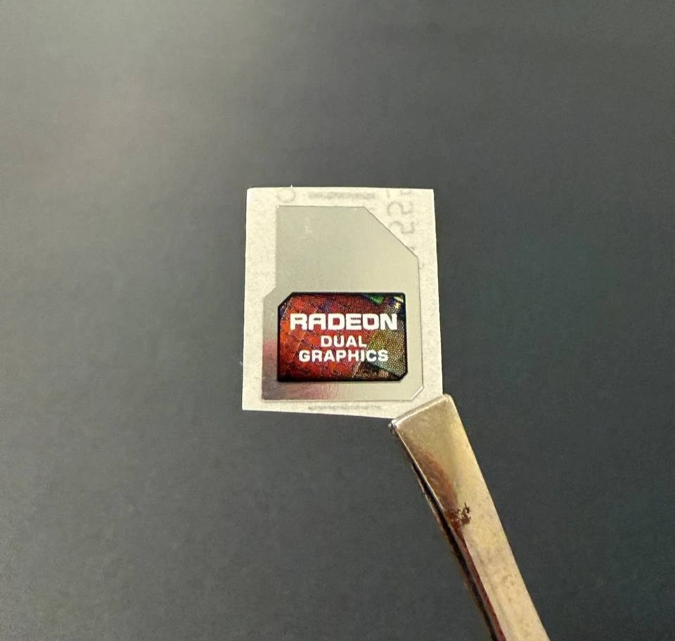 2 x Vintage AMD Radeon Dual Graphics Sticker  Label Decal 14mm x 17mm
