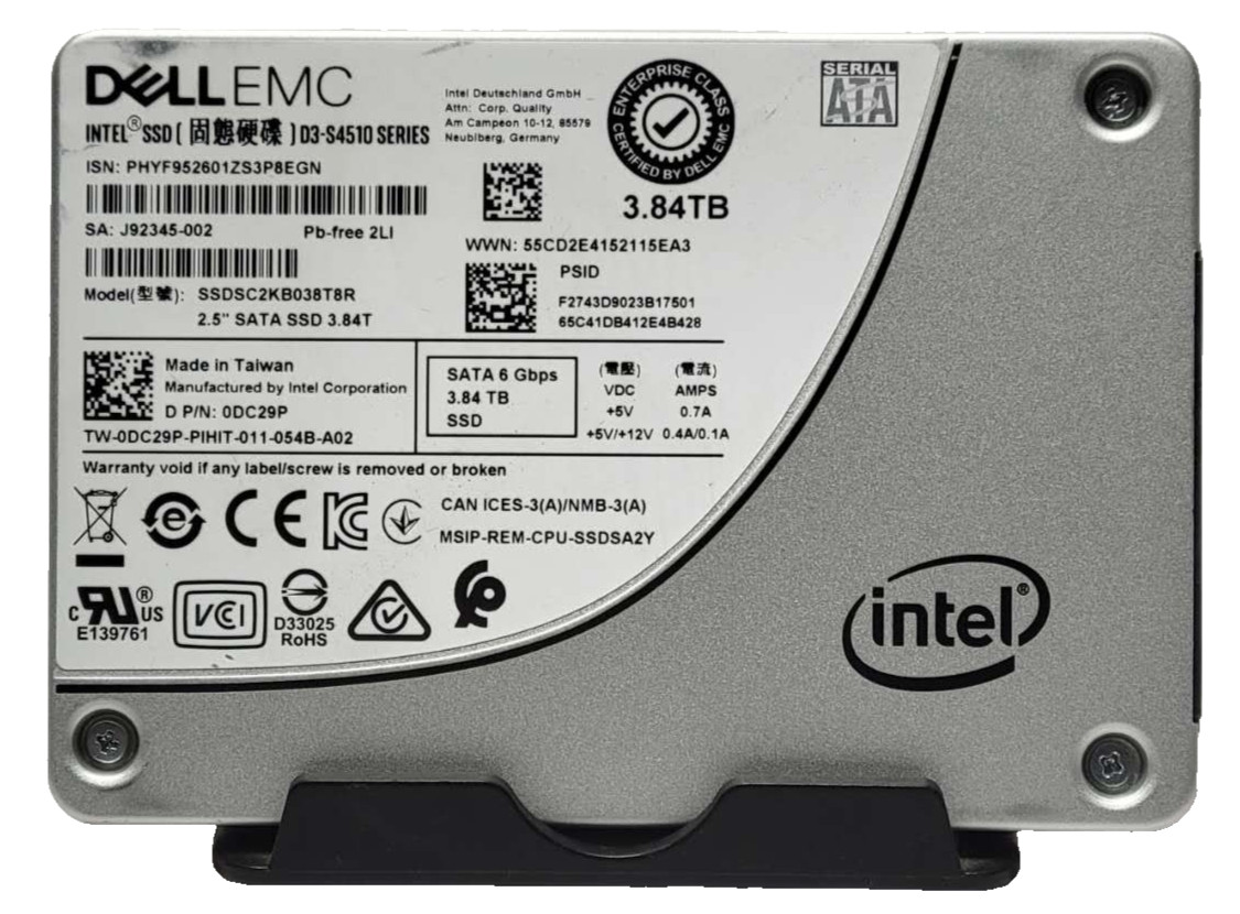 Dell EMC D3-S4510 3.84TB SATA SSD SSDSC2KB038T8R Solid State Drive 92% Health