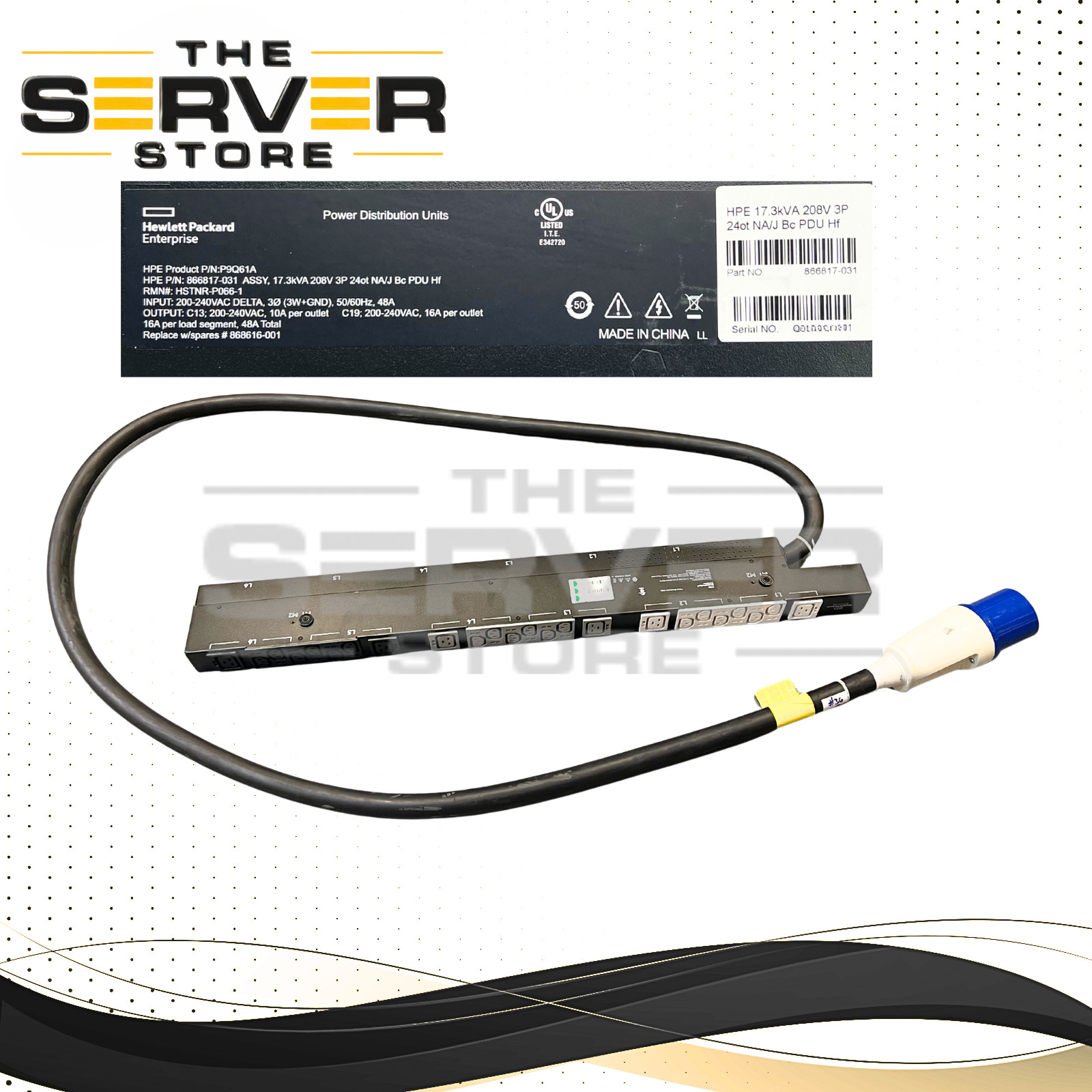 HPE G2 BASIC 3PH 17.3KVA/60309 60A 18xC13 6xC19 PDU 866817-031 P9Q61A 868616-001