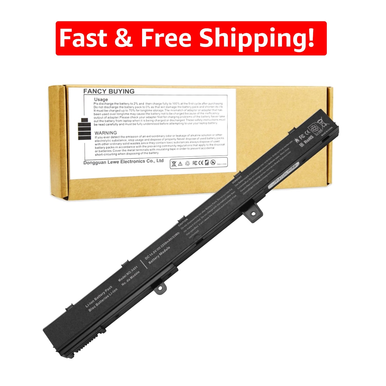 Durable Asus X551M Laptop Battery - 14.8V Lithium Polymer, 500 Recharge Cycles