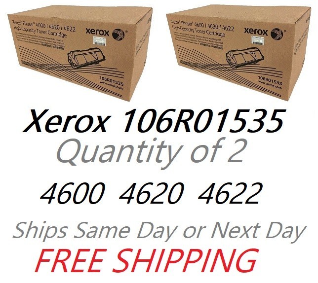 2 Genuine Factory Sealed  Xerox 106R01535 Black Toners Phaser 4600 / 4620 / 4622