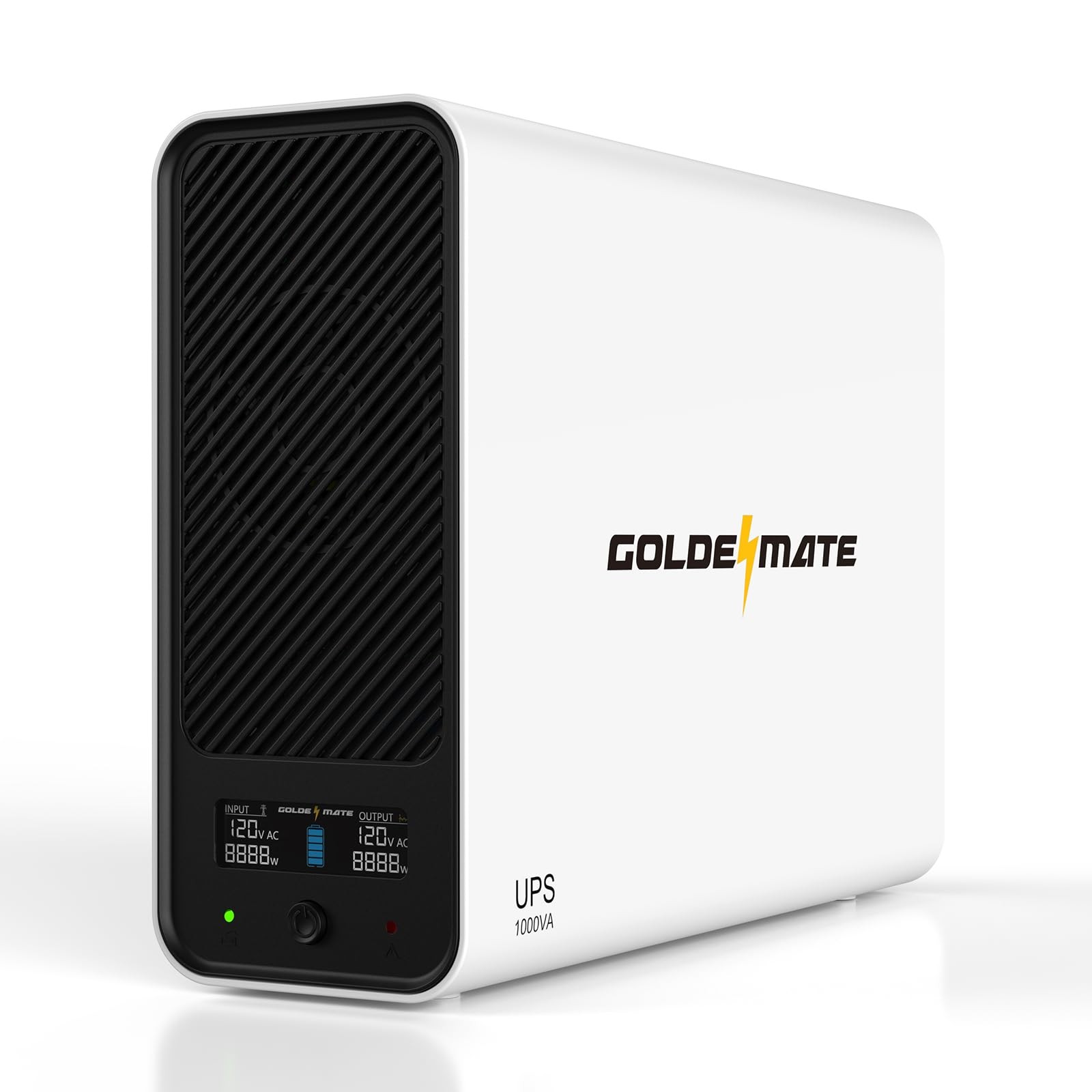 GOLDENMATE 1000VA/600W LiFePO4 UPS Battery Backup Pure Sine Wave White for PC