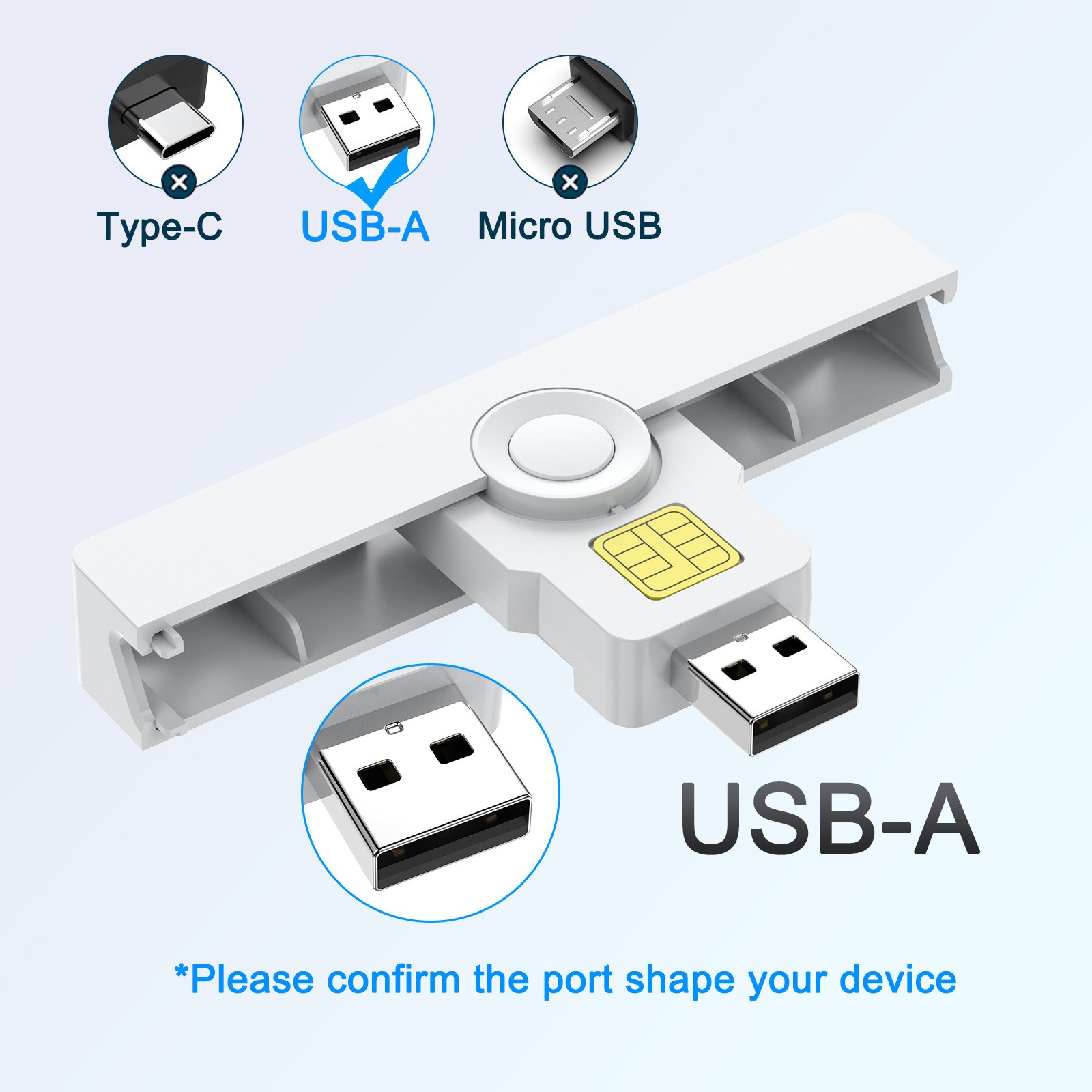 Portable USB Card Reader ID CAC Smart Card Reader for SIM Chip ID Card