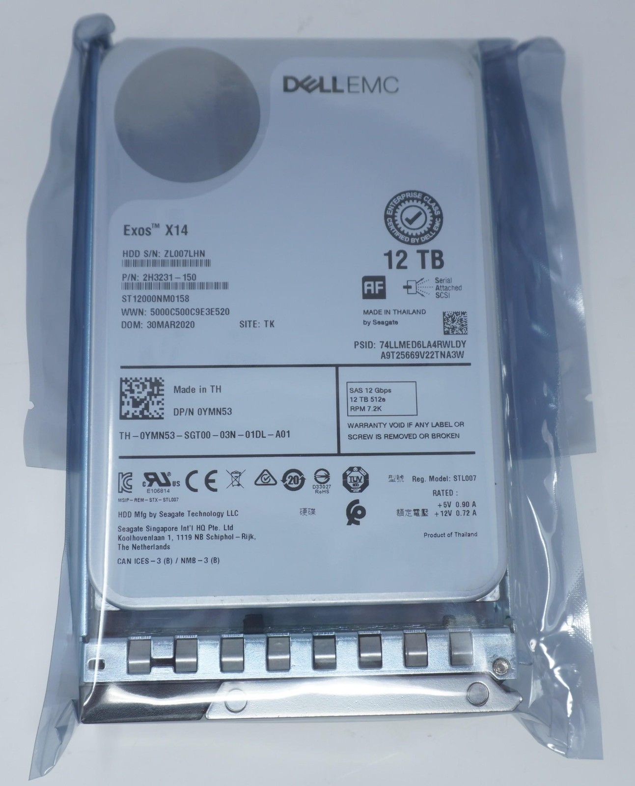 ST12000NM0158 DELL YMN53 12TB 7.2K DISK SAS 3.5IN 512E (PE) Server Hard Drive