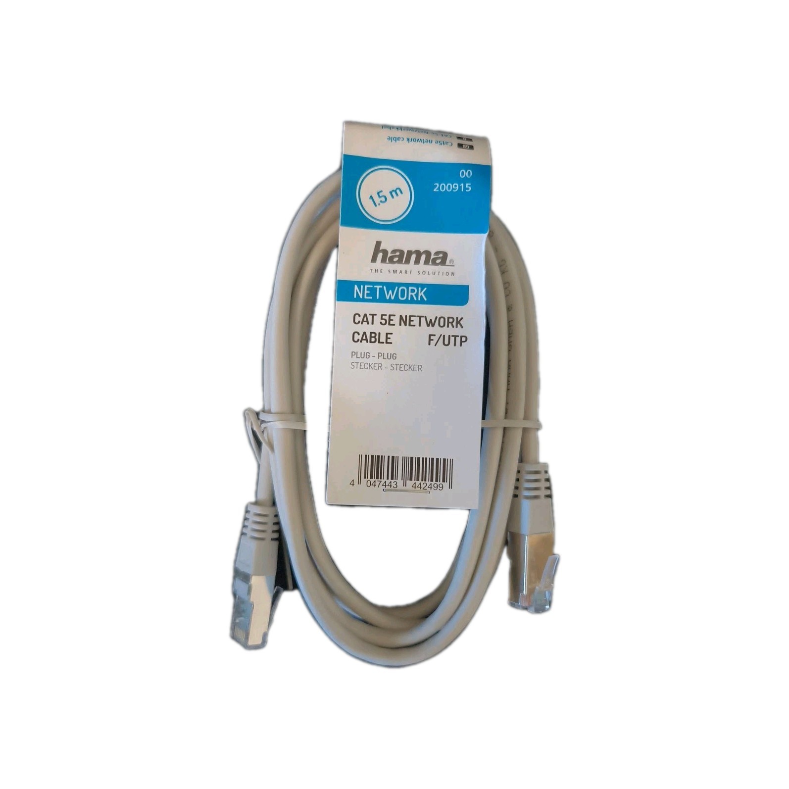 Hama CAT5e Network Cable 1.5m F/UTP RJ45 Ethernet Internet Lead Gold Plated 1Gbt