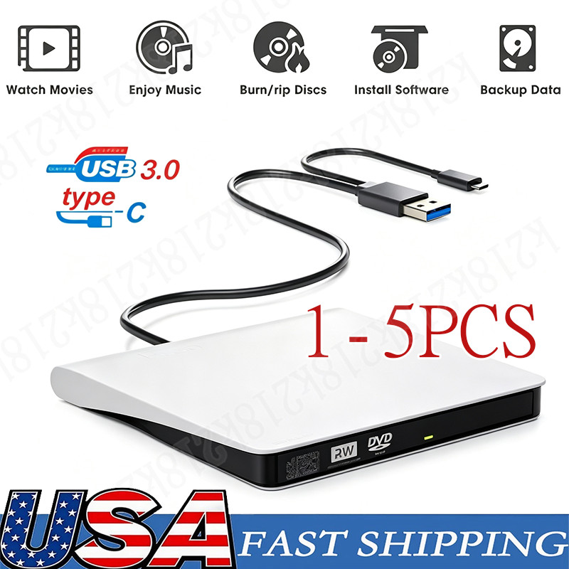 Slim External CD DVD Drive USB 3.0 Disc Player Burner Writer Laptop F PC Mac LOT