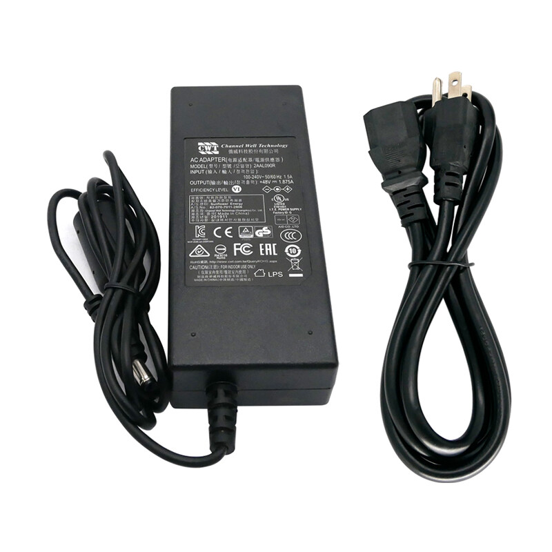 Genuine CWT AC Adapter 2AAL090R 48V 1.875A POE Power Supply 5.5*2.1MM Power Cord