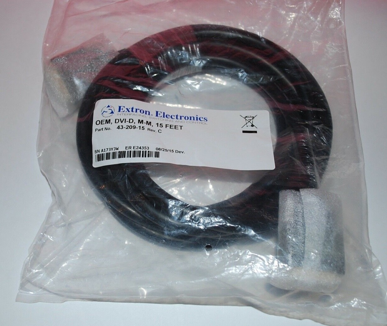 Extron Electronics OEM, DVI - D, M-M 15 Feet Cable PART NO.43-209-15 (Brand New)