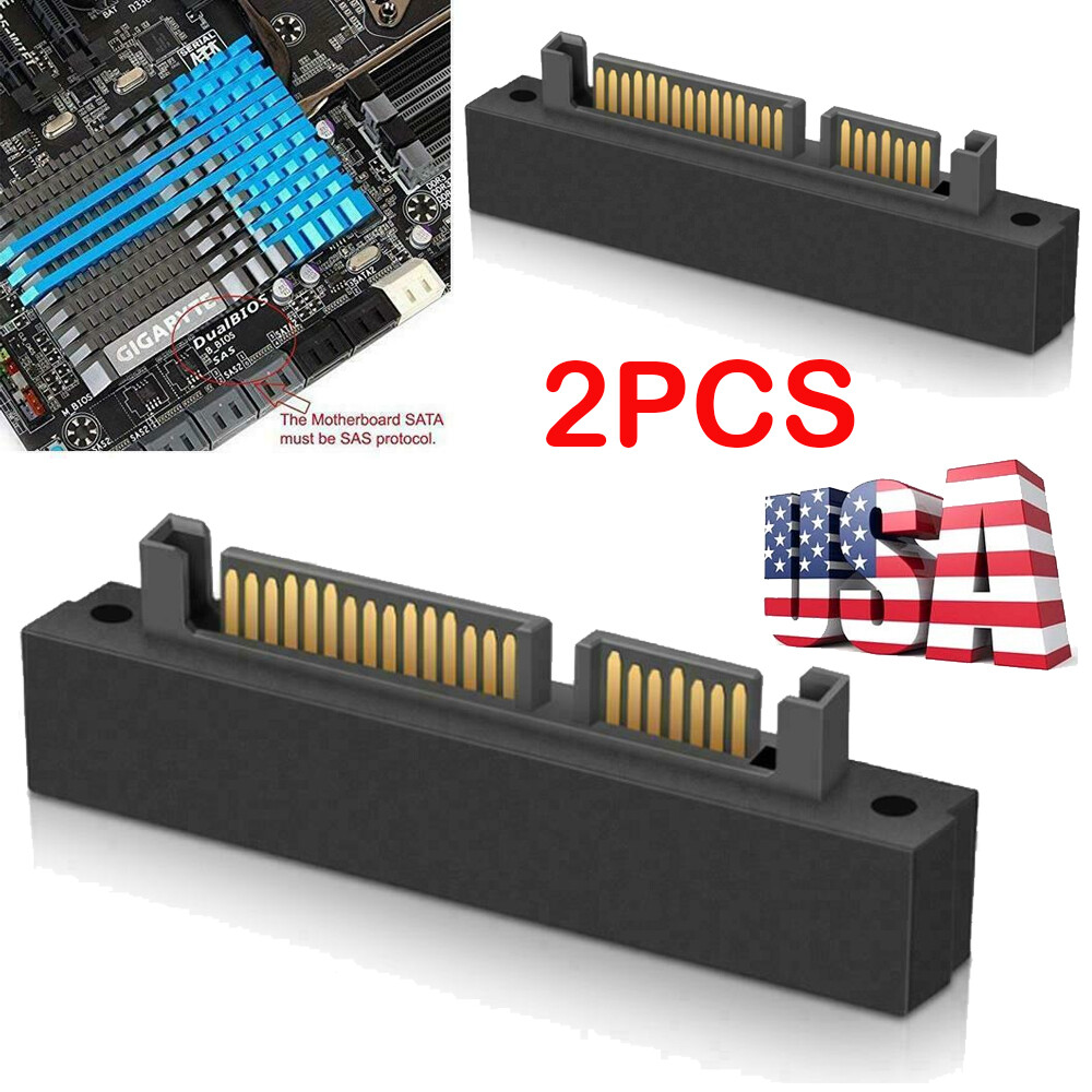 2pc SFF-8482 Computer Cable Connectors SAS to SATA 22 pin HDD Raid Adapter