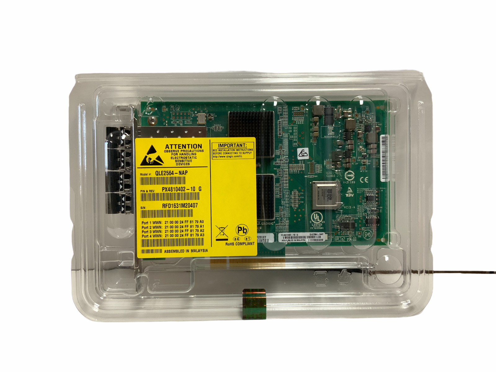 Qlogic QLE2564-NAP 8GBP/s Quad Port PCI-E x8 Transceiver PX4810402-10 C