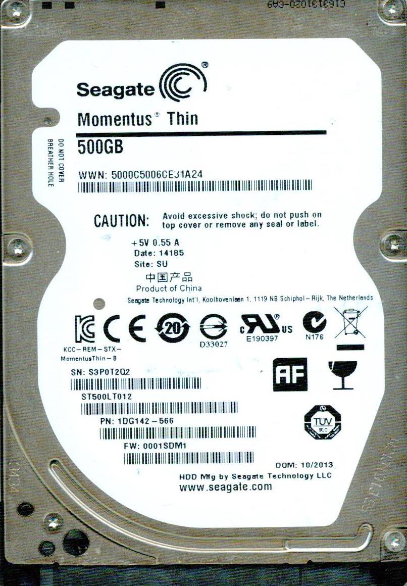 ST500LT012  1DG142-566  0001SDM1  SU  S3P0  SEAGATE SATA 500GB PA: "D0 07"