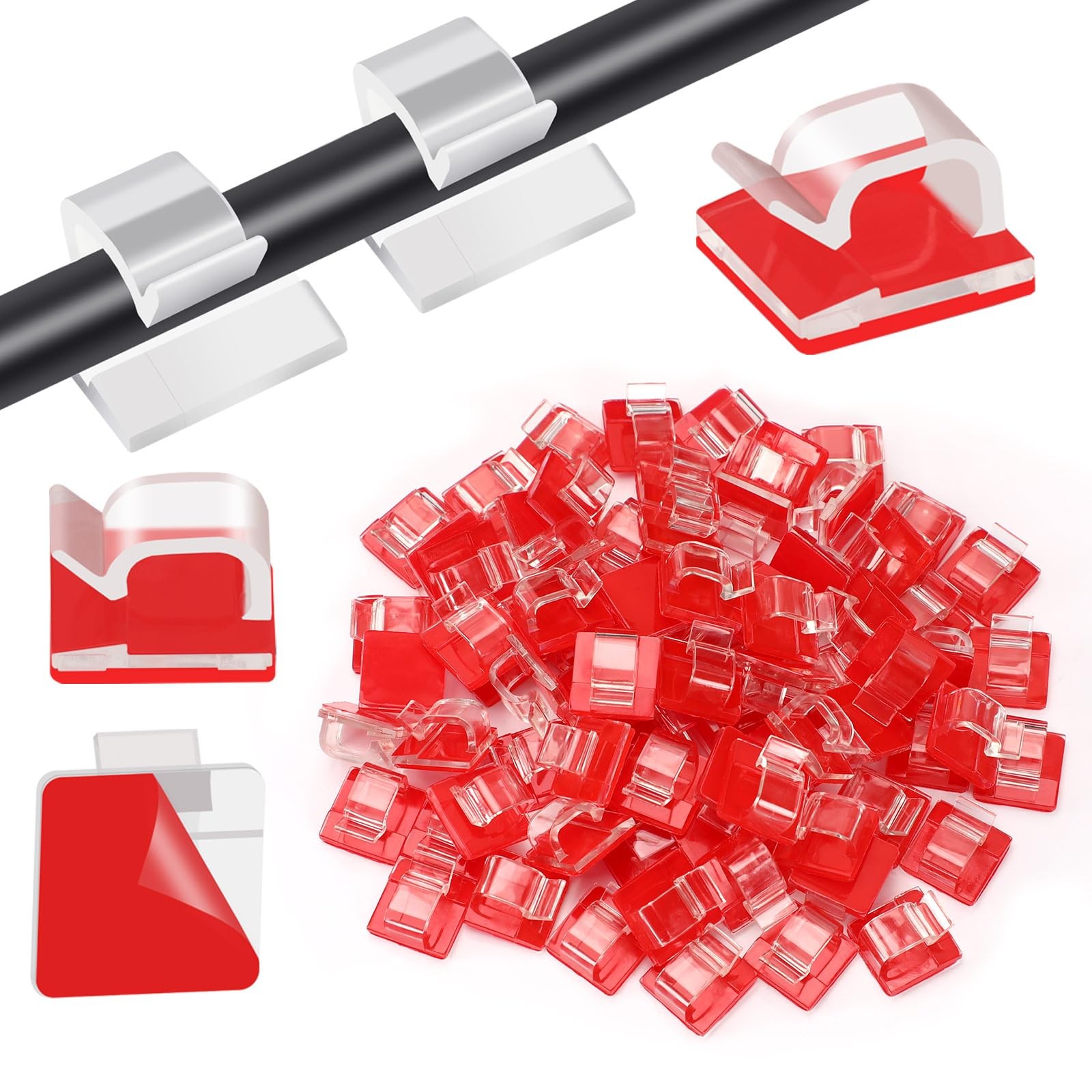 80 PCS Adhesive Cable Clips Christmas Clear Light Strip Mounting Clips Led Light
