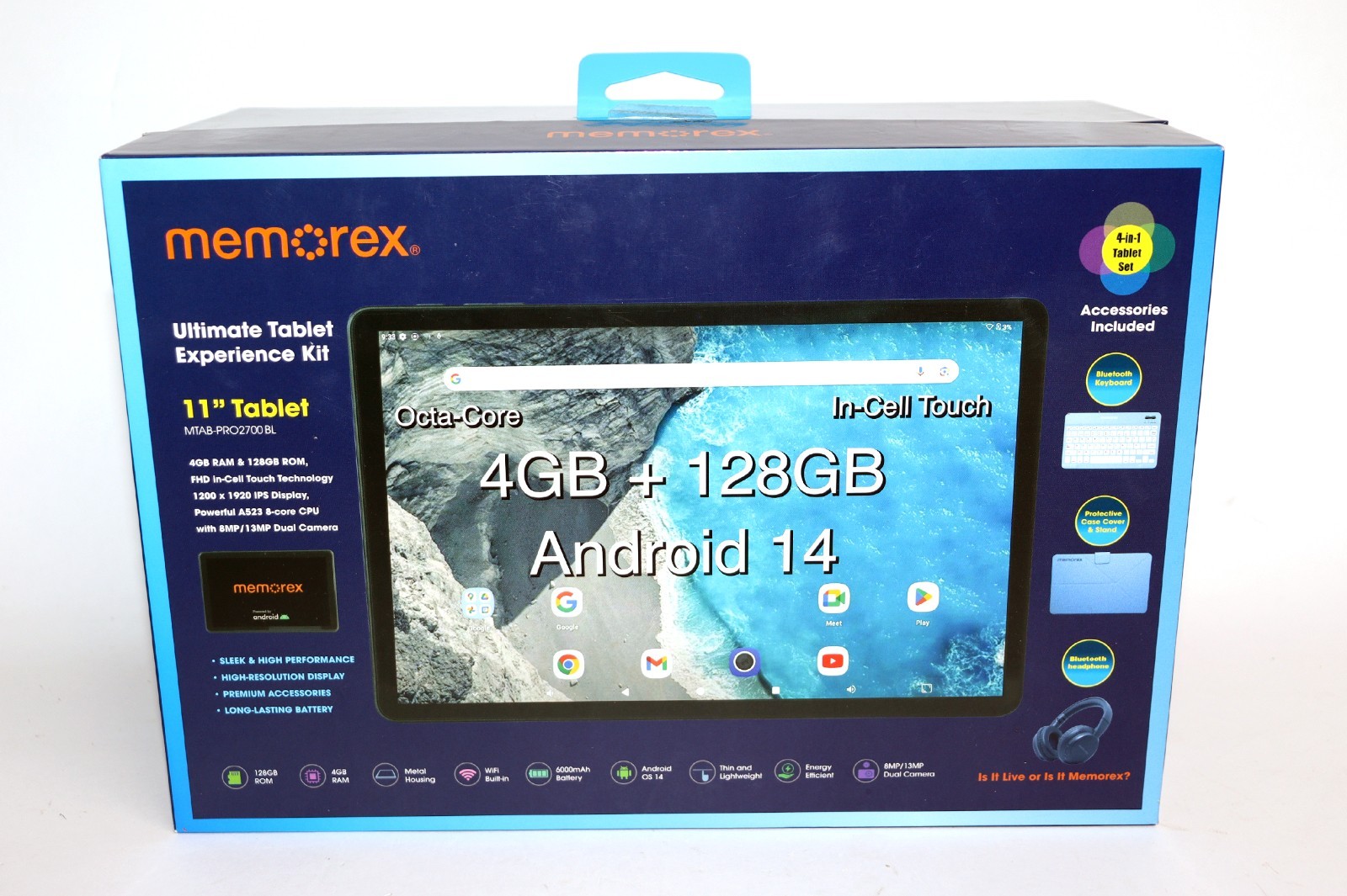 Memorex MTAB-PRO2700BL  11" Tablet Android 14 4GB RAM 128GB Ultimate Tablet kit