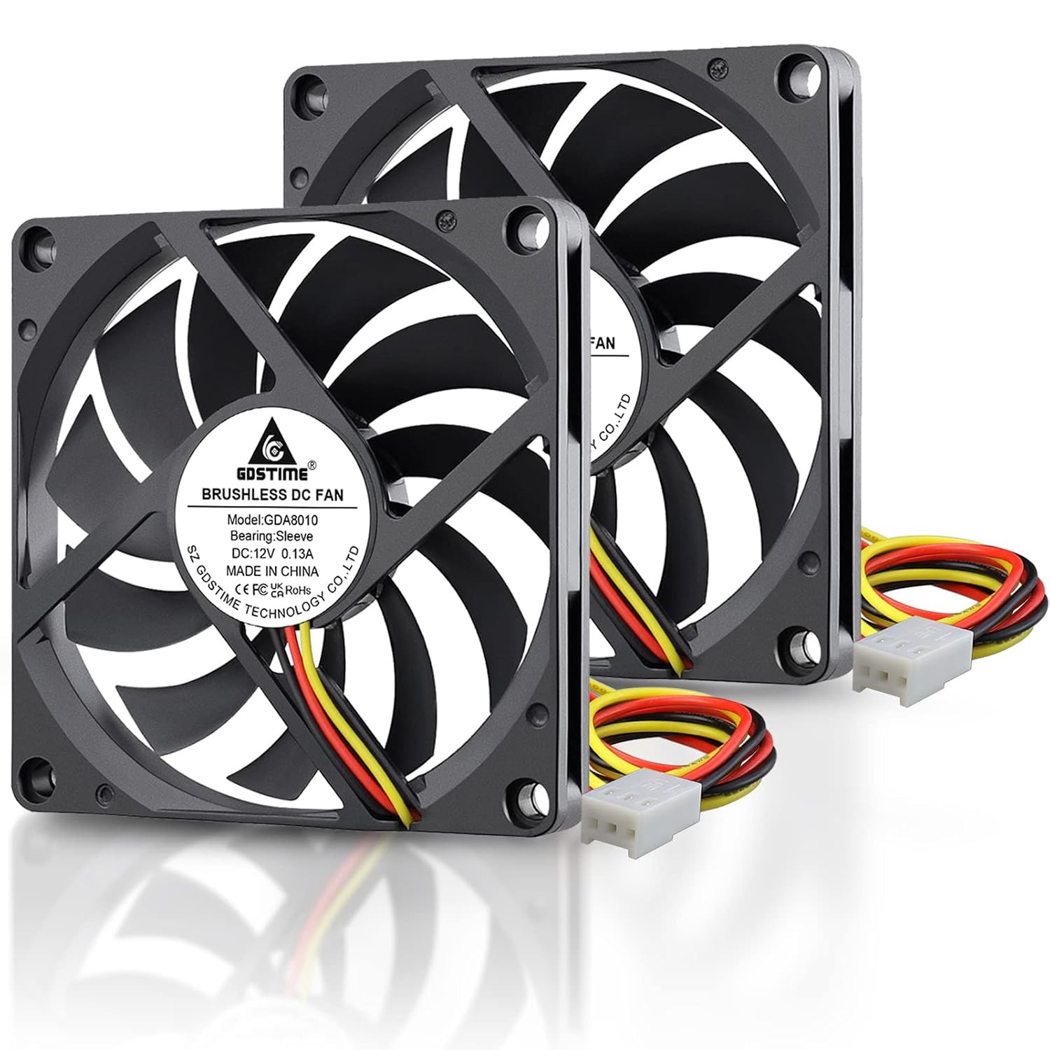 GDSTIME Quiet 80Mm Fan, 12V 3PIN 80Mm X 80Mm X 10Mm Brushless DC Fan for CPU Coo