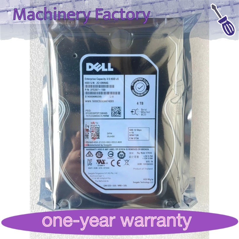 New FIT FOR DELL 4TB SAS 12Gb Hard Disk 05JH5X 5JH5X ST4000NM0295 Fast Delivery