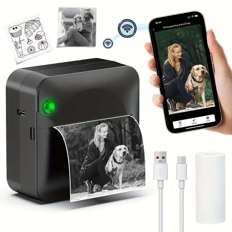 Pocket Inkless Thermal Printer Wireless Mini Sticker Photo Receipt Printer
