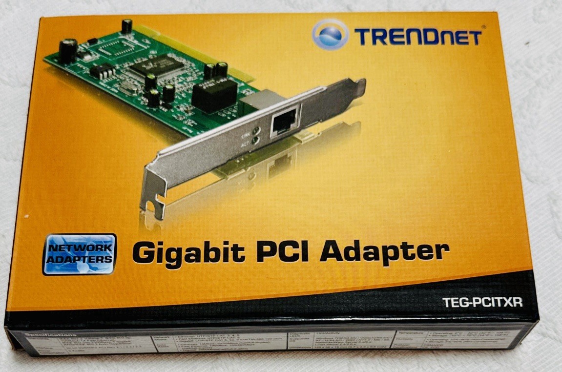 NIB TRENDnet Gigabit PCI Network Adapter TEG-PCITXR LAN Card w Driver CD