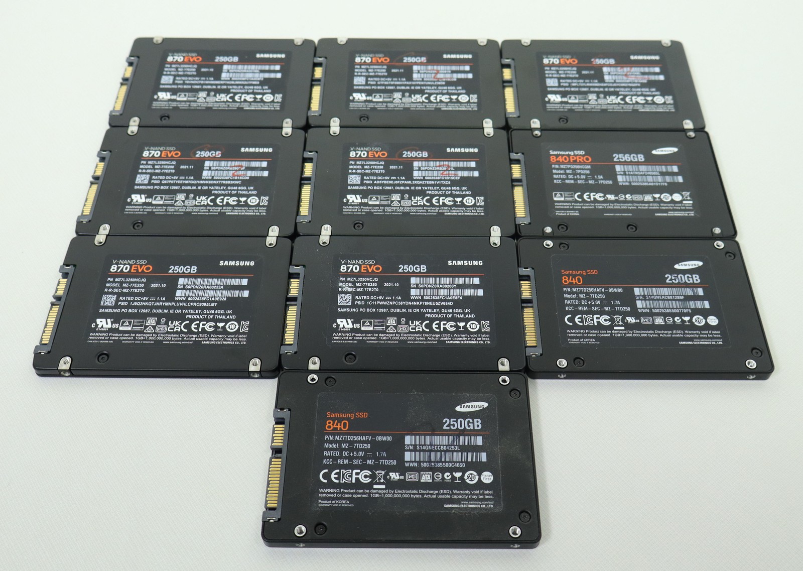 Lot of 10x Mixed Samsung 250GB 2.5" SATA SSD