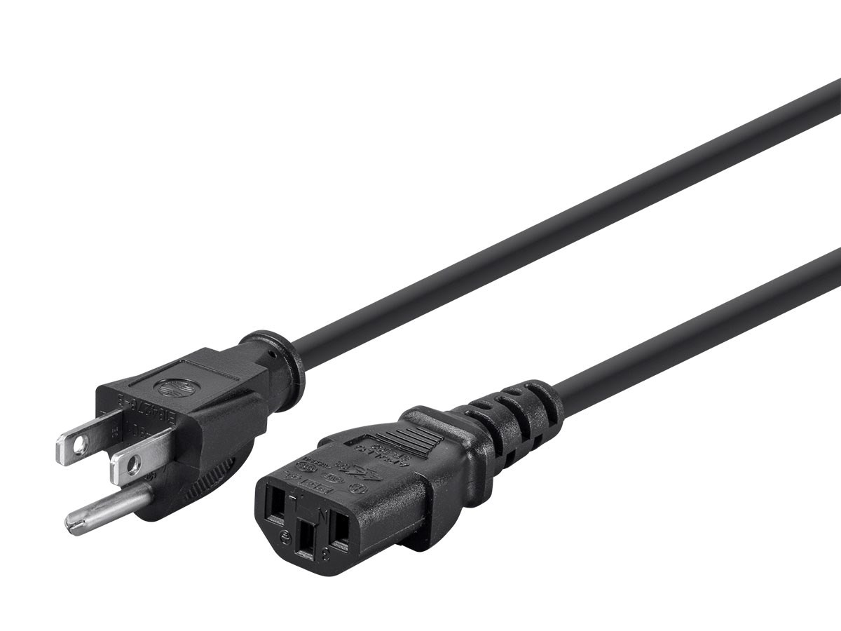 Monoprice Power Cord 10ft - NEMA 5-15P to IEC 60320 C13 14AWG 15A 3-Prong