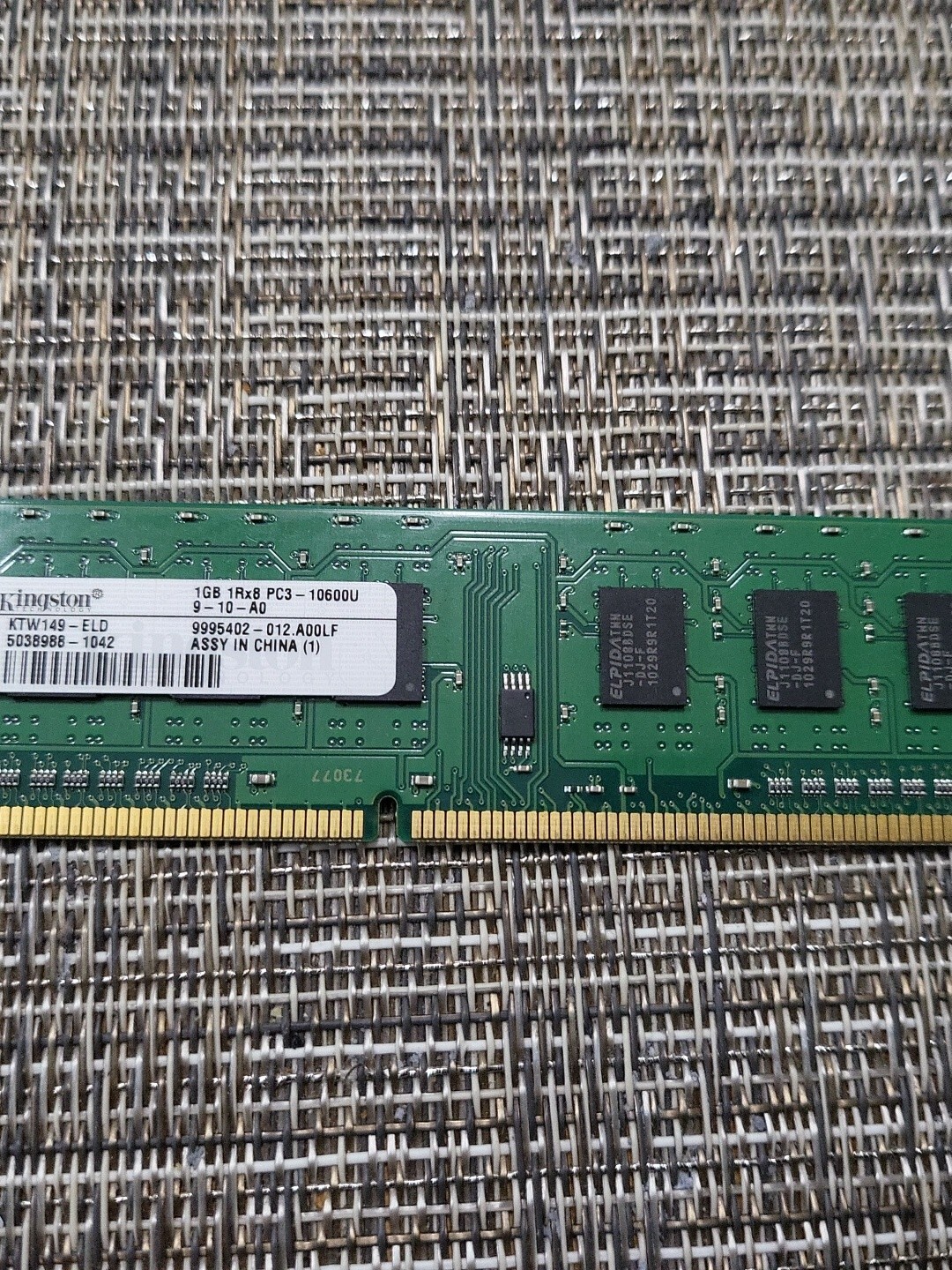 KTW149-ELD Kingston Technology Company 1GB DIMM DDR3 PC3-10600U (1333MHz) 1Rx8