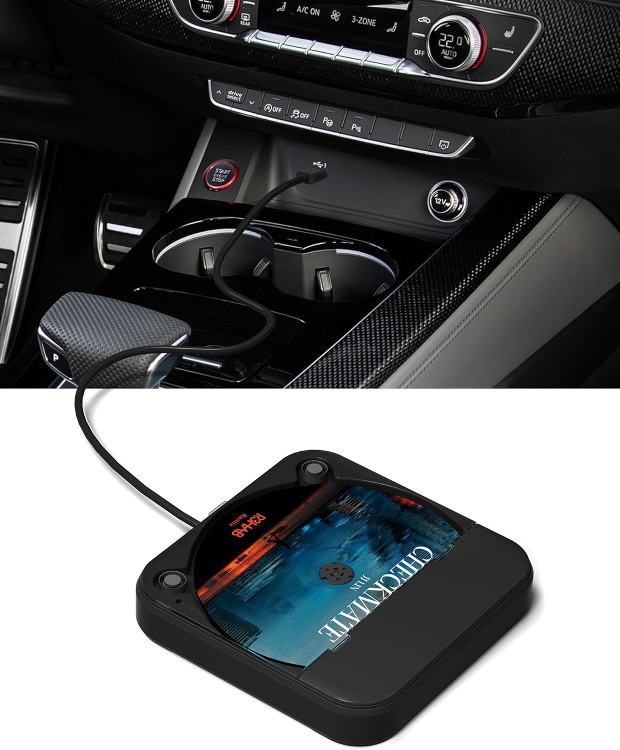 ENVYCLOUD Portable Car CD Player with USB/AUX Port,External CD Player Compat...