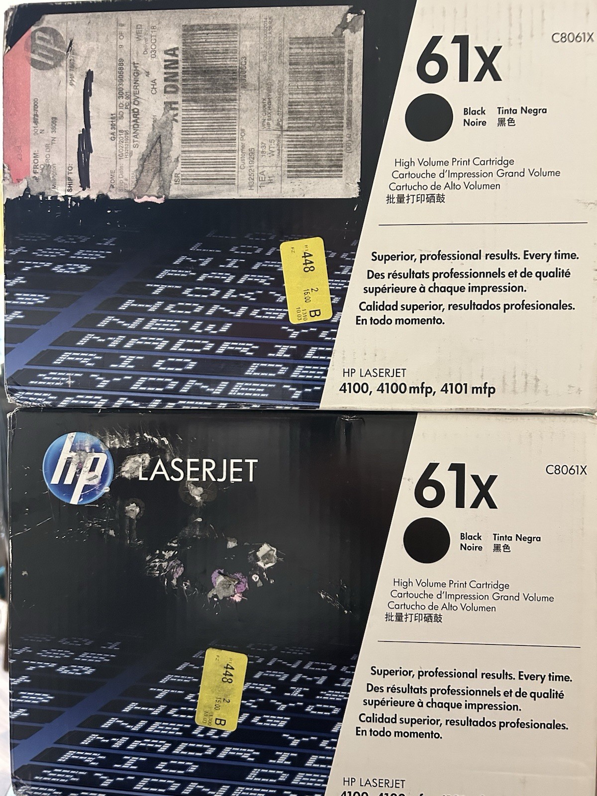 Two (2) HP Laserjet 61X High Volume Black Print Cartridges C8061X