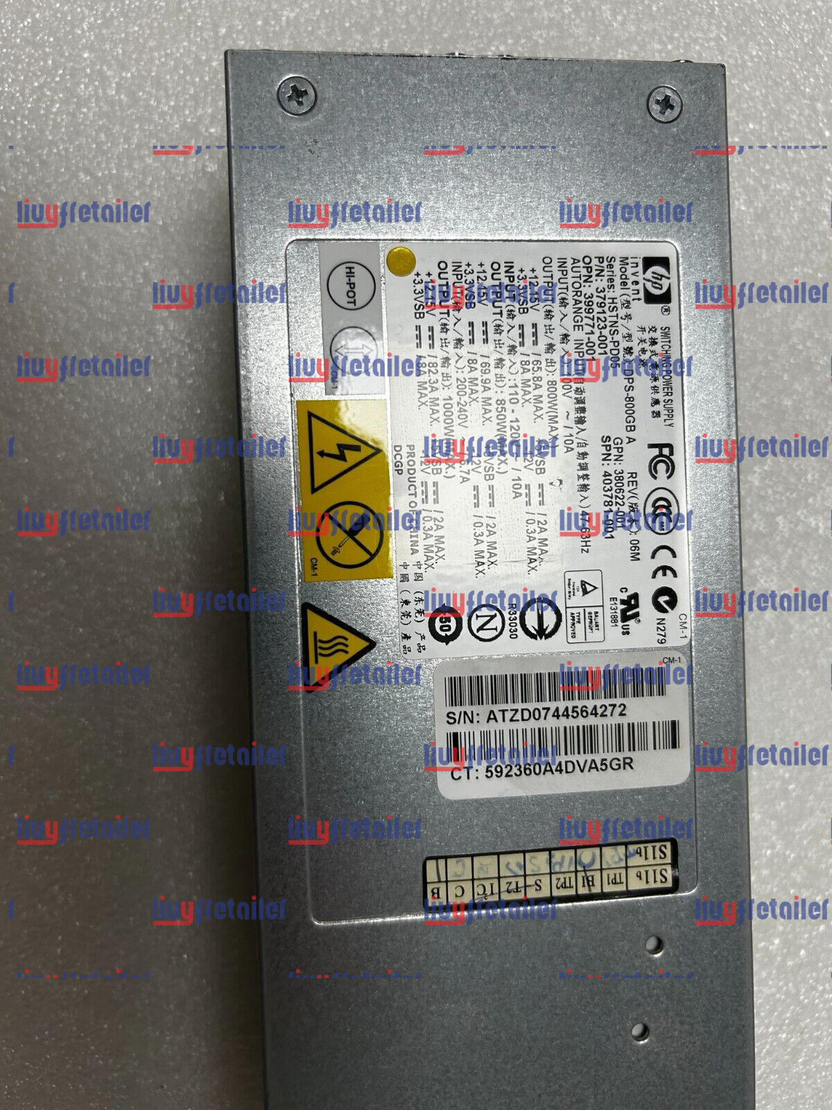 One HP DPS-800GB A 1000W 399771-001 403781-001 379124-001 power supply