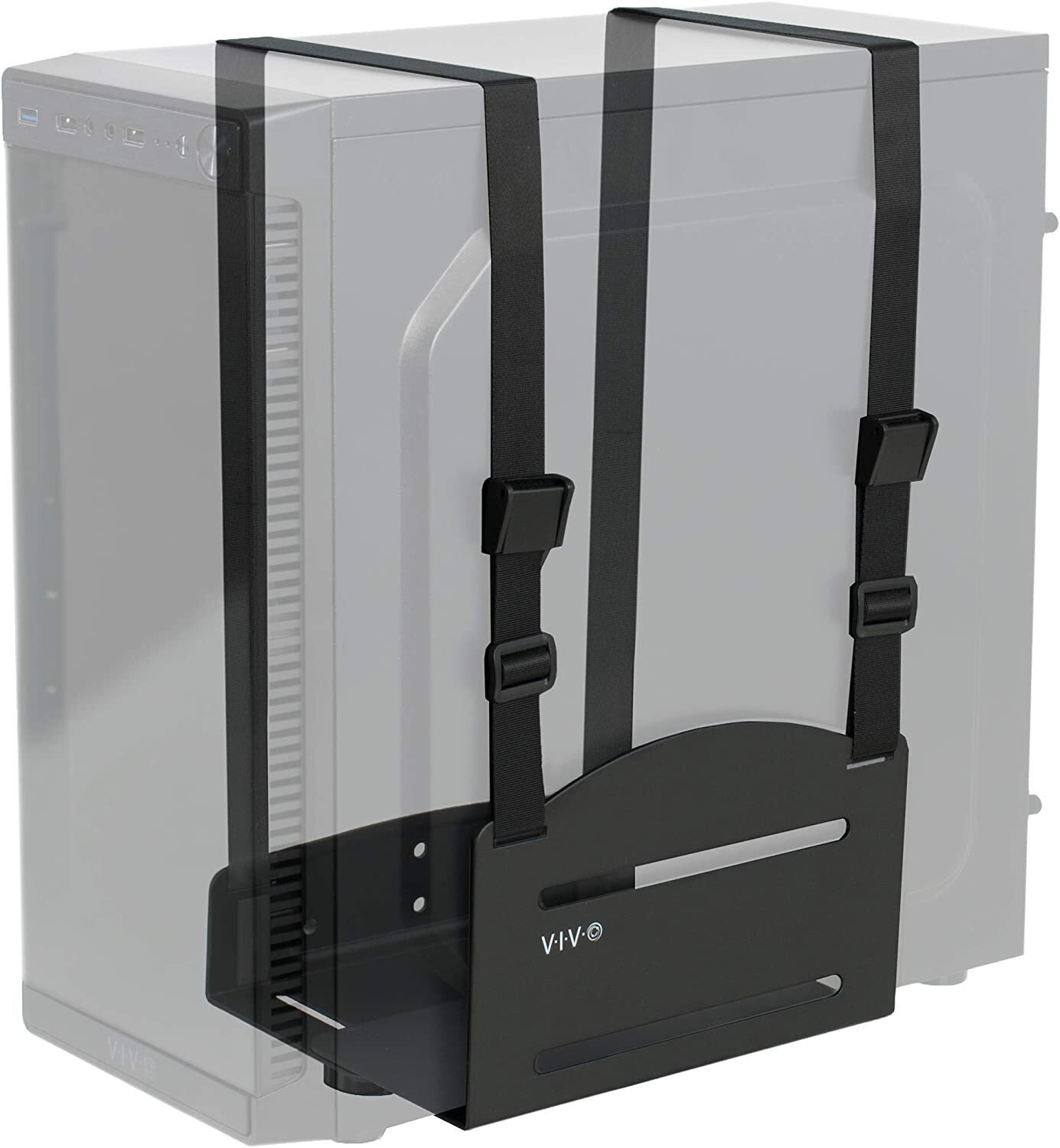 VIVO Universal PC Adjustable Wall Mount Steel Bracket Computer Case Strap Holder