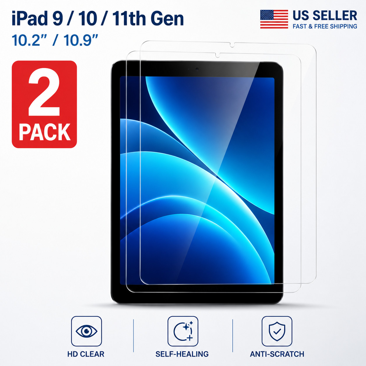 iPad 9 10 11th Gen 10.2 10.9 Screen Protector Hydrogel HD Clear Self Healing