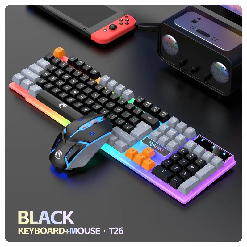 Rainbow LED Gaming Keyboard and Backlit Mouse Combo for Laptop PC Computer Game