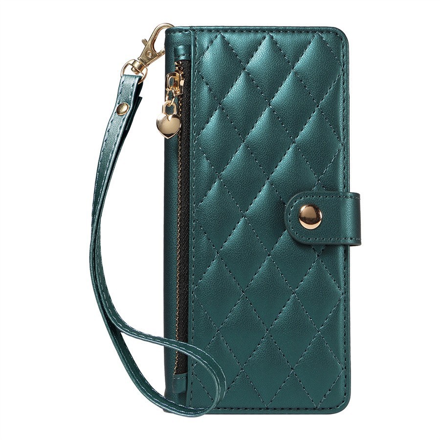 Luxury Zip Leather Grid Wallet Cover Case For A50 A70 A41 A10 A12 A32 A52 A42