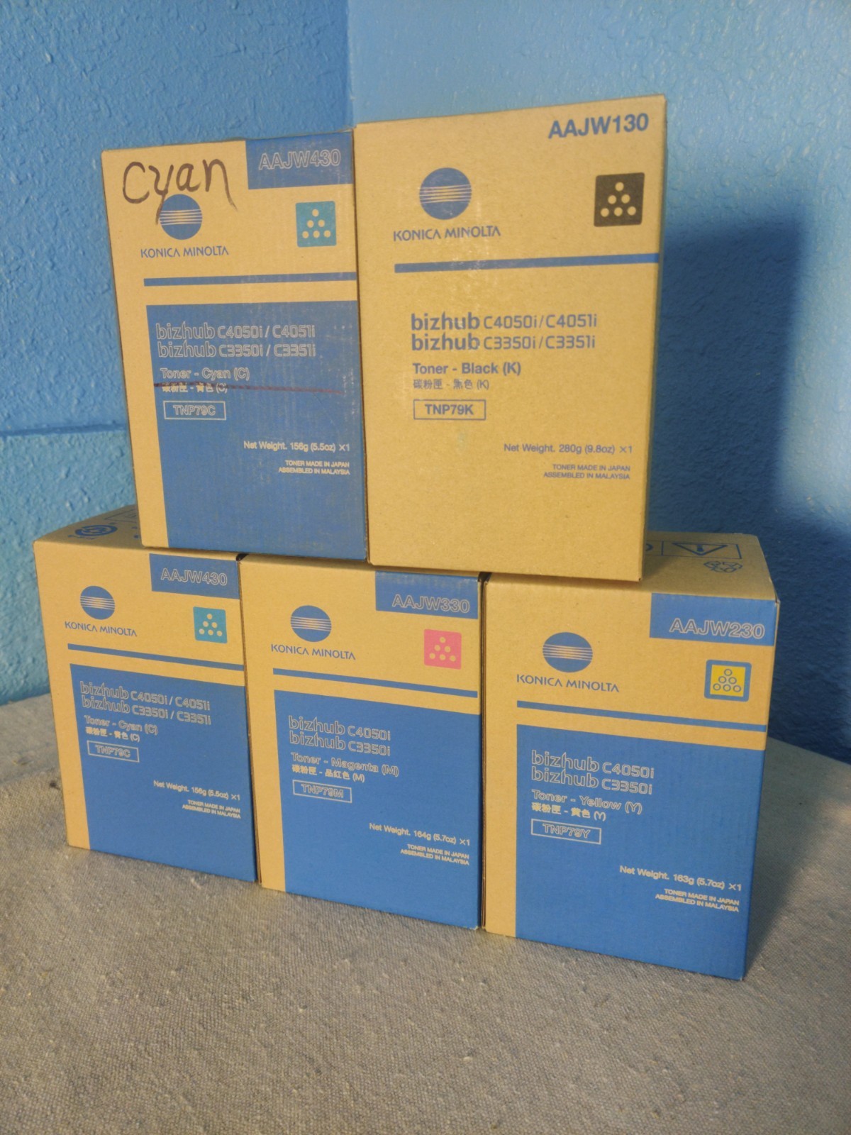 Genuine OEM Konica Minolta TNP79 CCMYK Toner Cartridge Set Bizhub C3350i/C4050i