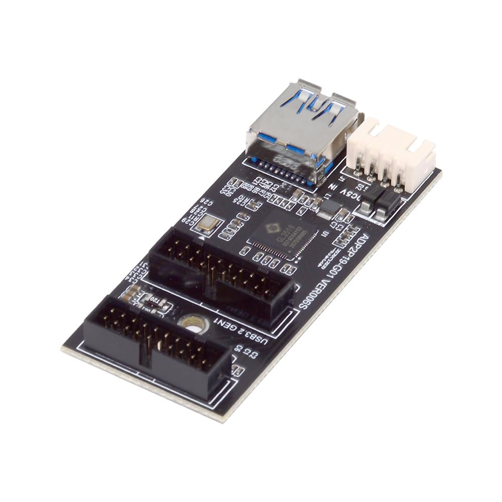 NFHK Single 19/20Pin Header to USB 3.0 19/20Pin Dual Ports Female PCBA Type Adap