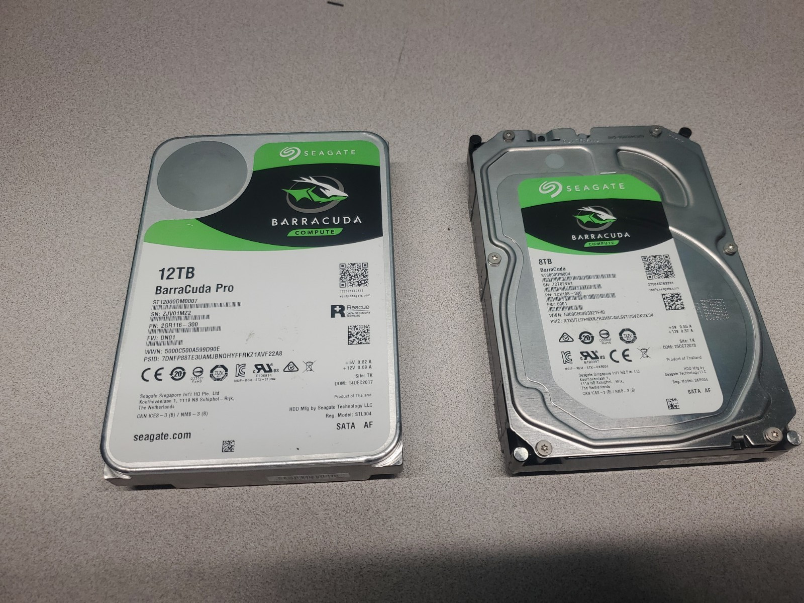 Seagate barracuda Pro 12TB  and 8tb Lot Of 2 For Parts Or Repair